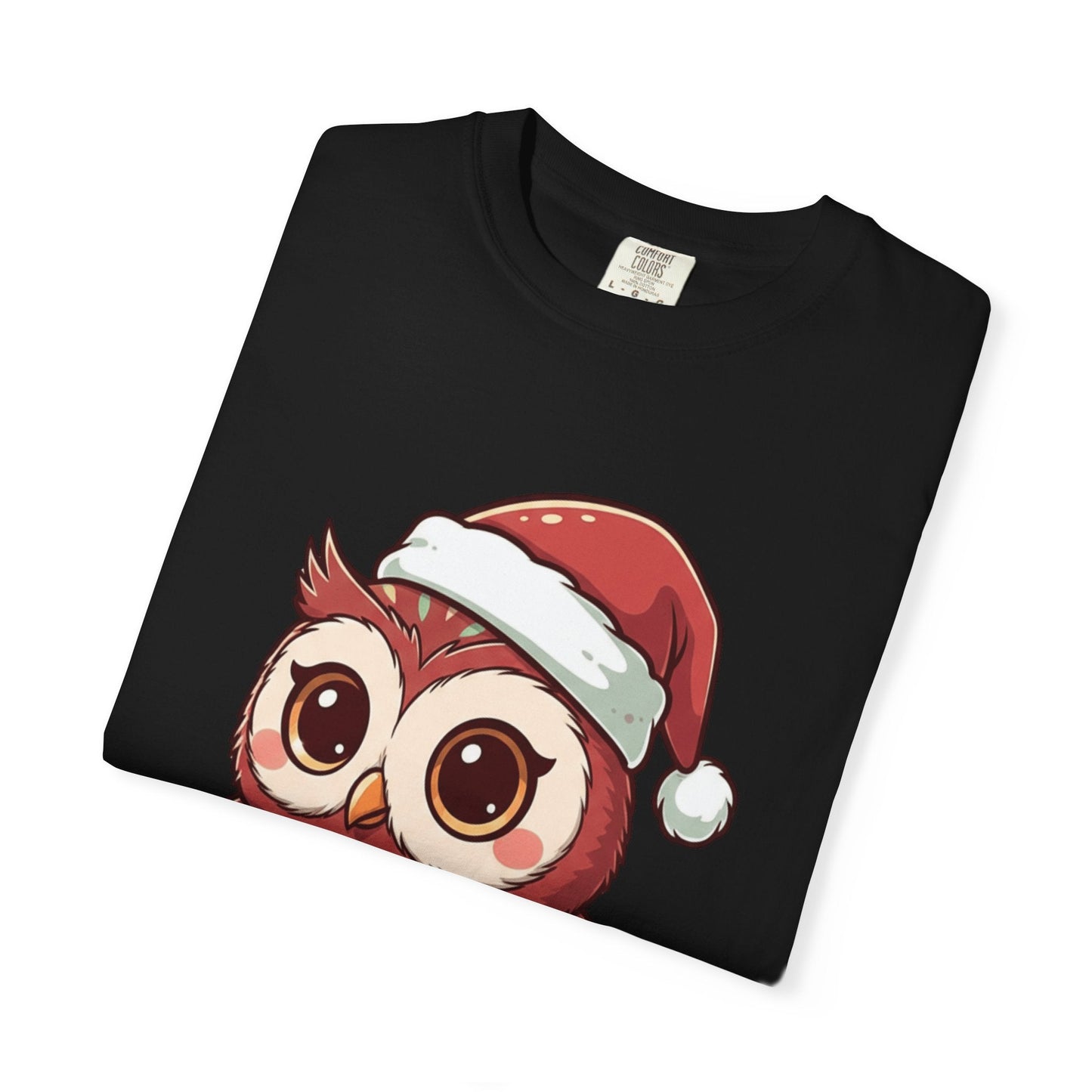 Festive Forest Friend: Christmas Owl Illustration, Cute Holiday Character Design T-shirt – Custom T-Shirt by PixelCraft360, unique decoration for events and special gifts