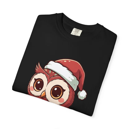 Festive Forest Friend: Christmas Owl Illustration, Cute Holiday Character Design T-shirt – Custom T-Shirt by PixelCraft360, unique decoration for events and special gifts
