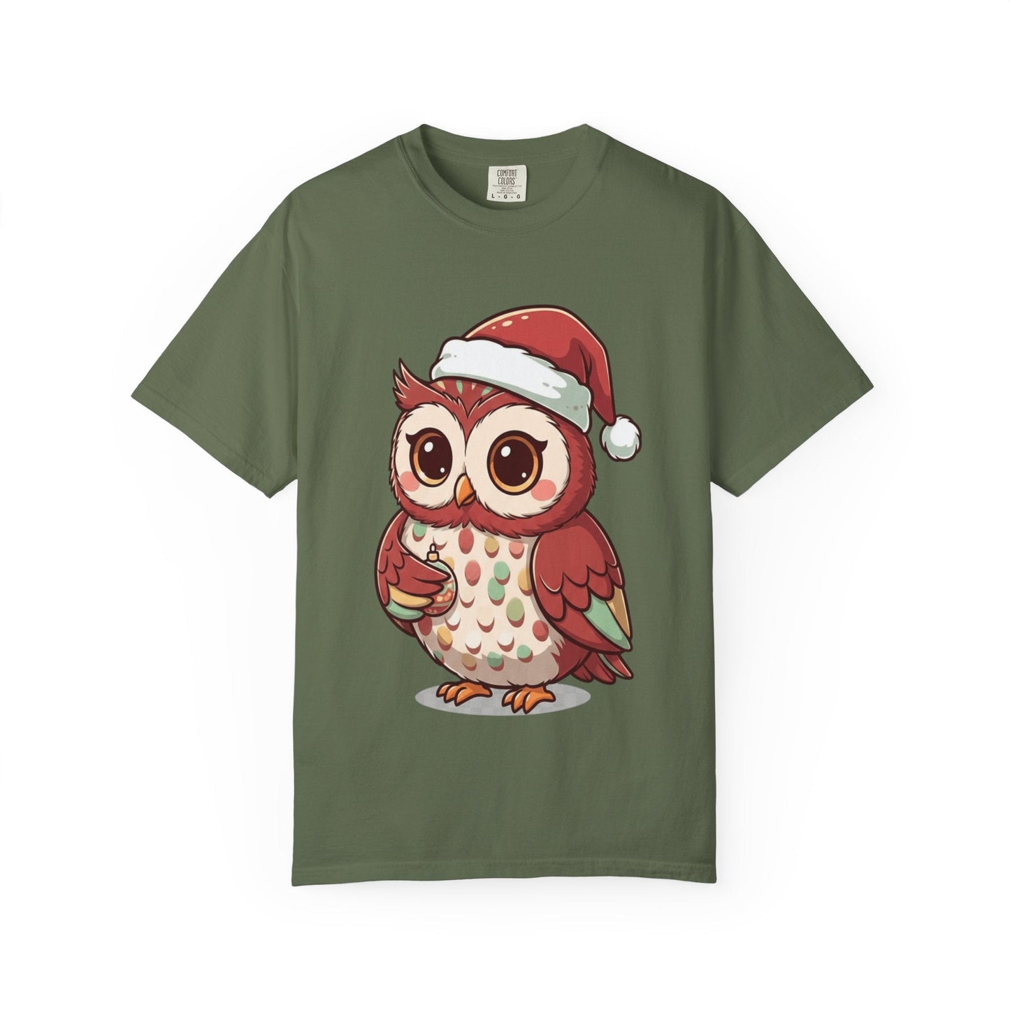 Festive Forest Friend: Christmas Owl Illustration, Cute Holiday Character Design T-shirt – Custom T-Shirt by PixelCraft360, unique decoration for events and special gifts
