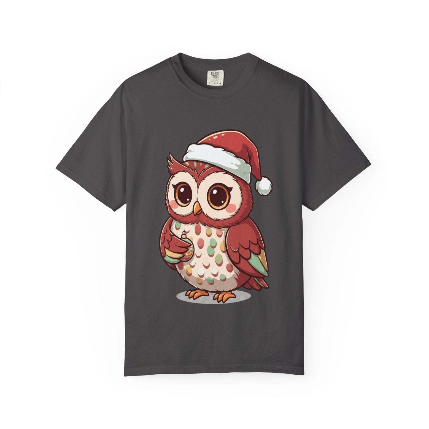 Festive Forest Friend: Christmas Owl Illustration, Cute Holiday Character Design T-shirt – Custom T-Shirt by PixelCraft360, unique decoration for events and special gifts