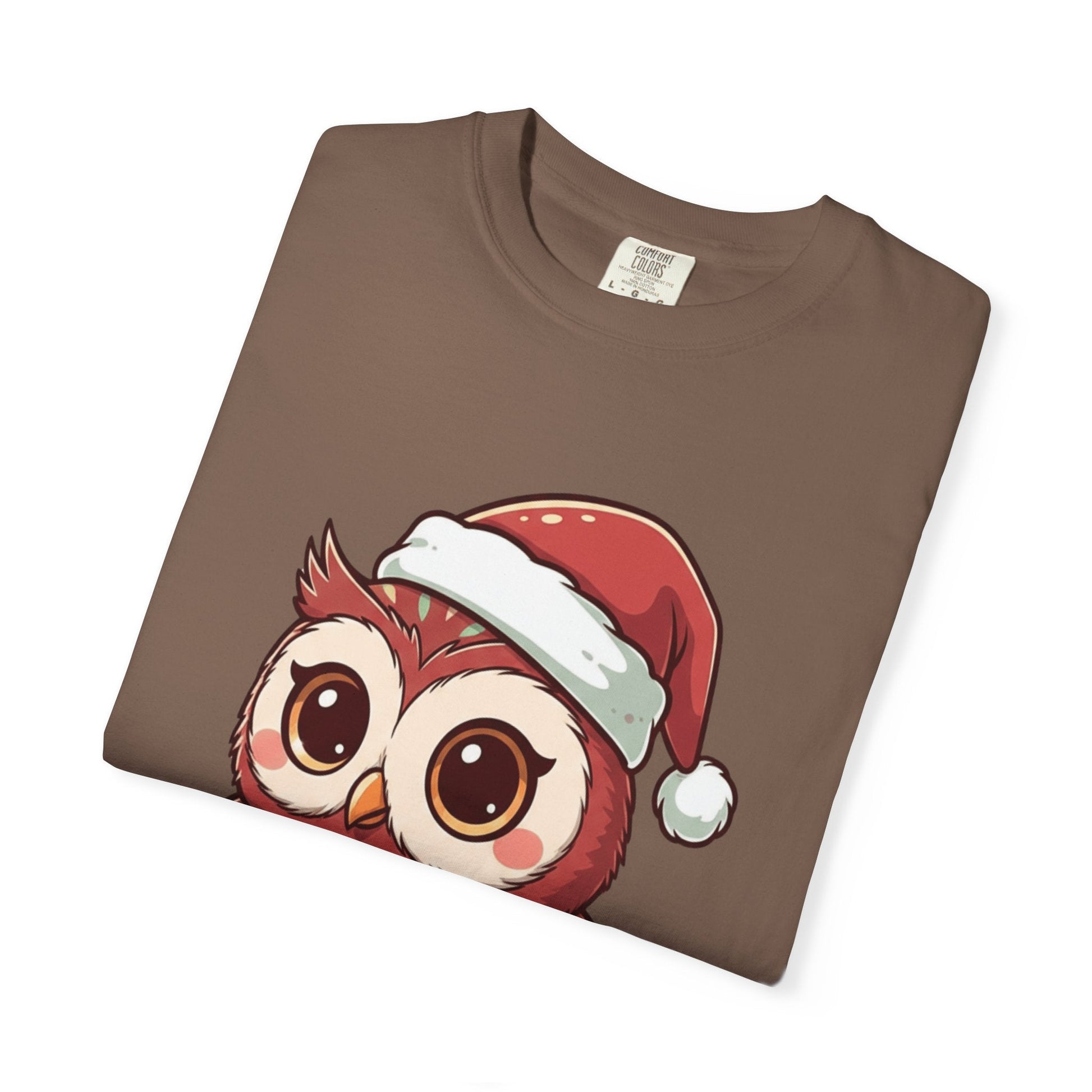 Festive Forest Friend: Christmas Owl Illustration, Cute Holiday Character Design T-shirt – Custom T-Shirt by PixelCraft360, unique decoration for events and special gifts