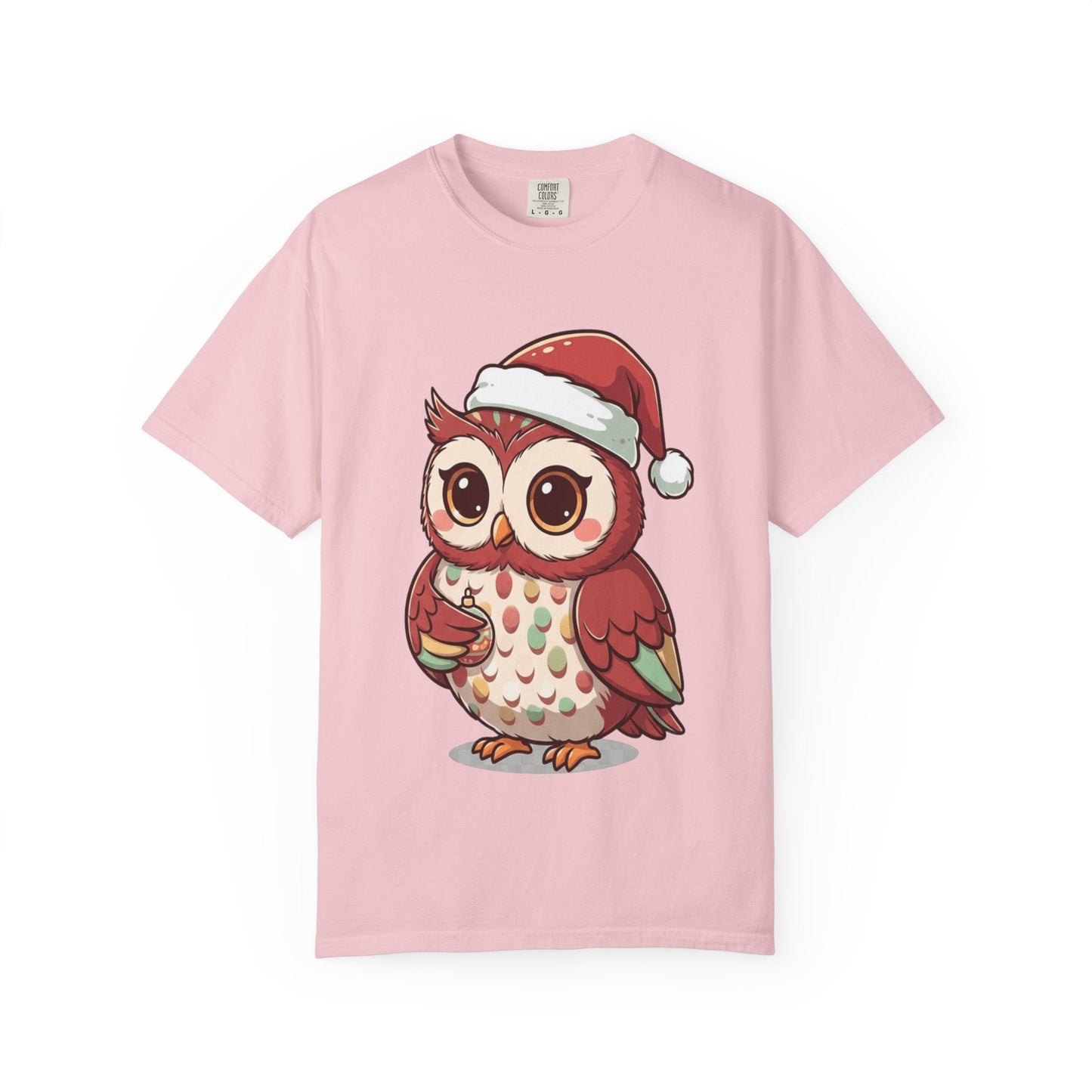 Festive Forest Friend: Christmas Owl Illustration, Cute Holiday Character Design T-shirt – Custom T-Shirt by PixelCraft360, unique decoration for events and special gifts