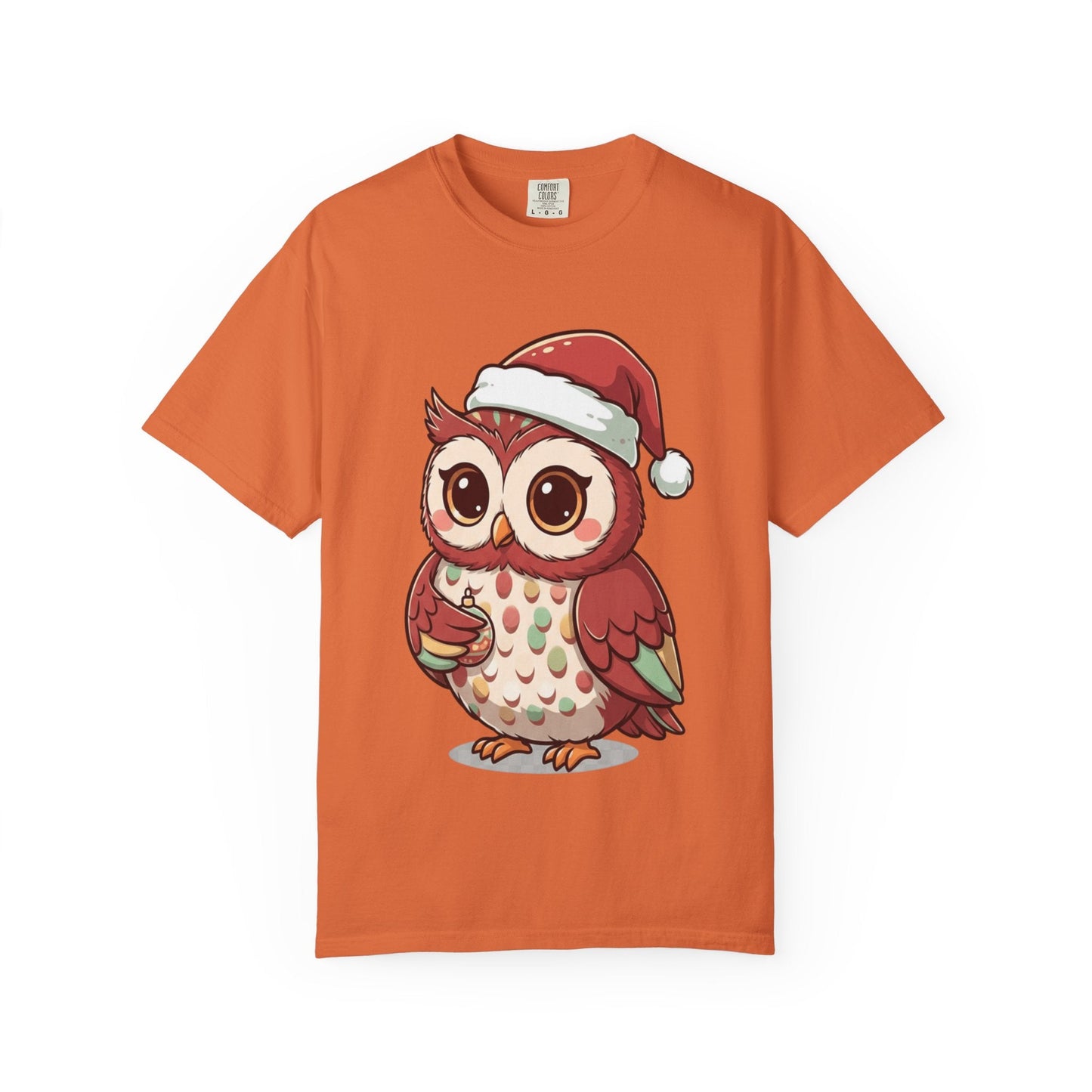 Festive Forest Friend: Christmas Owl Illustration, Cute Holiday Character Design T-shirt – Custom T-Shirt by PixelCraft360, unique decoration for events and special gifts