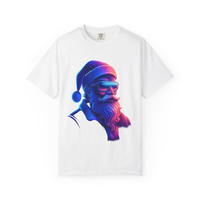 Festive Fusion: Digital Holiday Portrait, Stylized Cyberpunk Santa T-shirt – Custom T-Shirt by PixelCraft360, unique decoration for events and special gifts