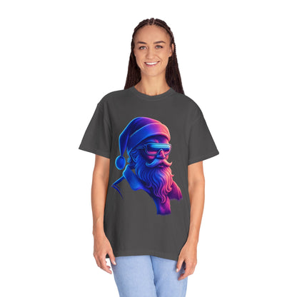 Festive Fusion: Digital Holiday Portrait, Stylized Cyberpunk Santa T-shirt – Custom T-Shirt by PixelCraft360, unique decoration for events and special gifts