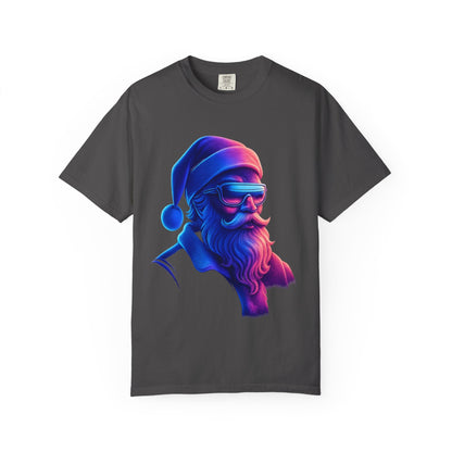 Festive Fusion: Digital Holiday Portrait, Stylized Cyberpunk Santa T-shirt – Custom T-Shirt by PixelCraft360, unique decoration for events and special gifts
