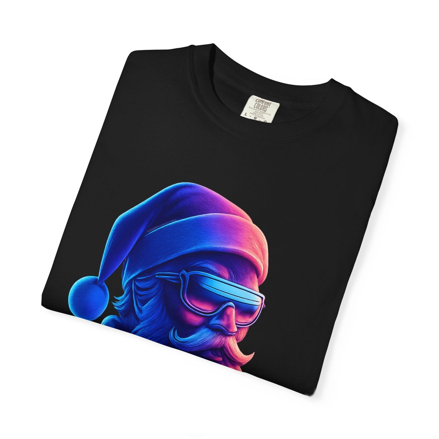 Festive Fusion: Digital Holiday Portrait, Stylized Cyberpunk Santa T-shirt – Custom T-Shirt by PixelCraft360, unique decoration for events and special gifts