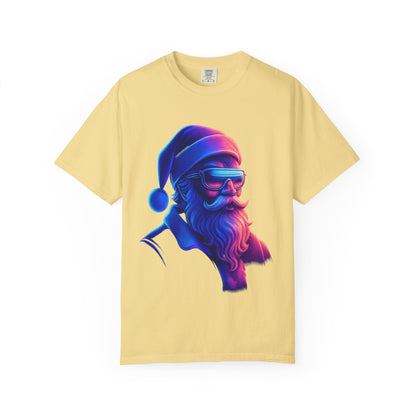 Festive Fusion: Digital Holiday Portrait, Stylized Cyberpunk Santa T-shirt – Custom T-Shirt by PixelCraft360, unique decoration for events and special gifts