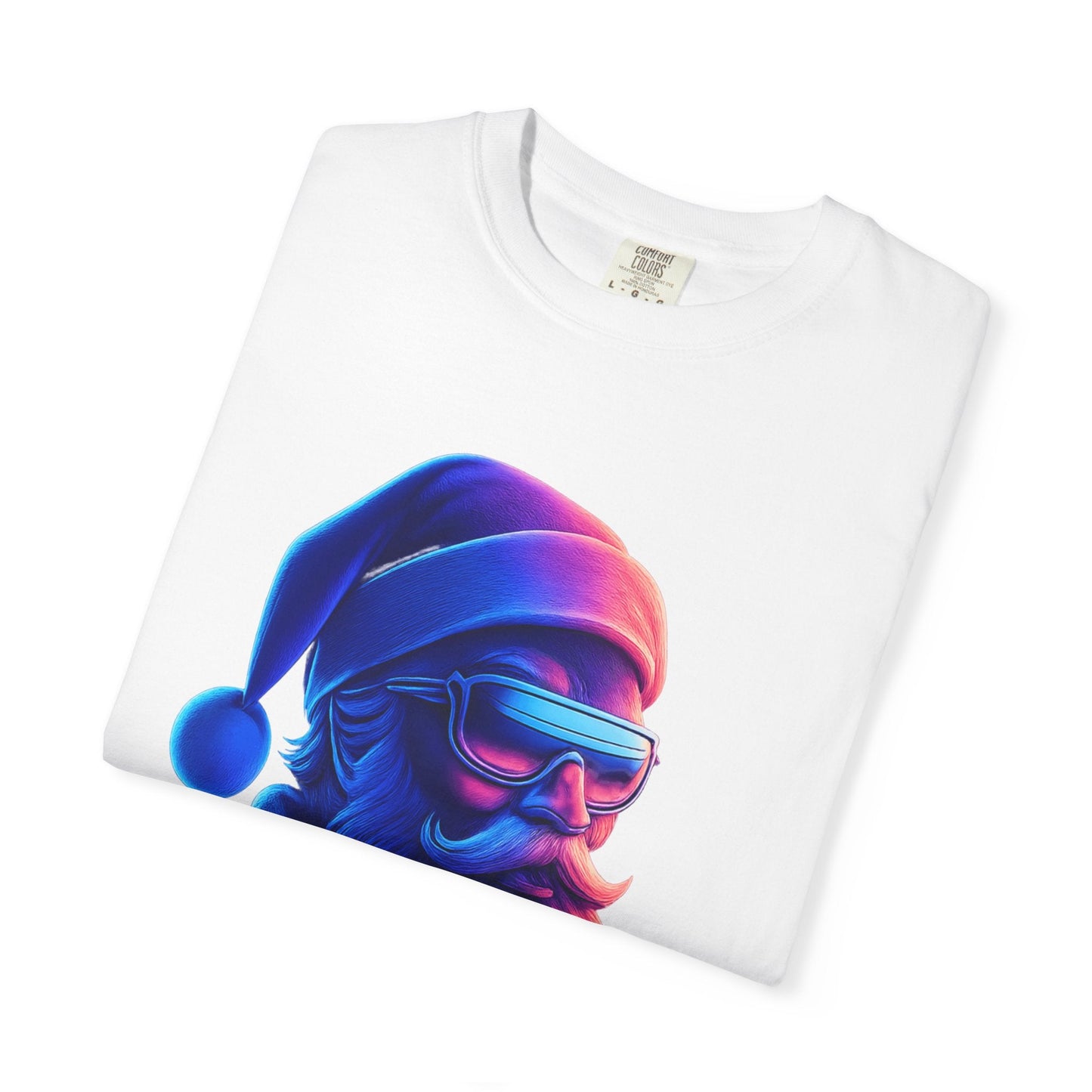 Festive Fusion: Digital Holiday Portrait, Stylized Cyberpunk Santa T-shirt – Custom T-Shirt by PixelCraft360, unique decoration for events and special gifts