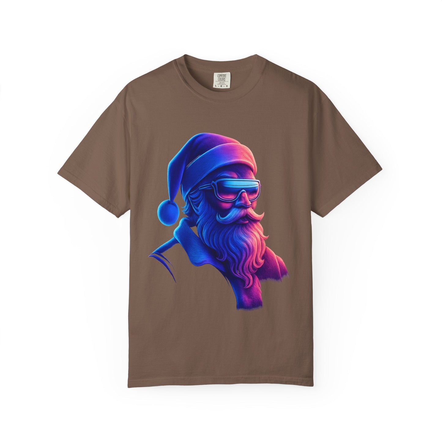 Festive Fusion: Digital Holiday Portrait, Stylized Cyberpunk Santa T-shirt – Custom T-Shirt by PixelCraft360, unique decoration for events and special gifts