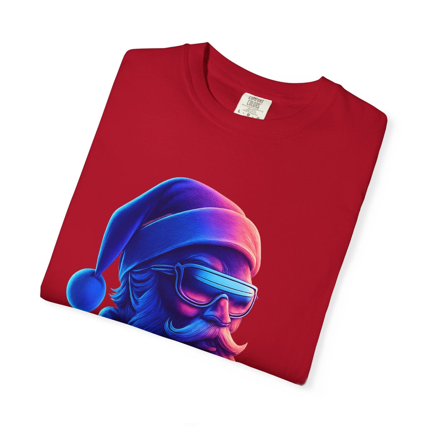 Festive Fusion: Digital Holiday Portrait, Stylized Cyberpunk Santa T-shirt – Custom T-Shirt by PixelCraft360, unique decoration for events and special gifts