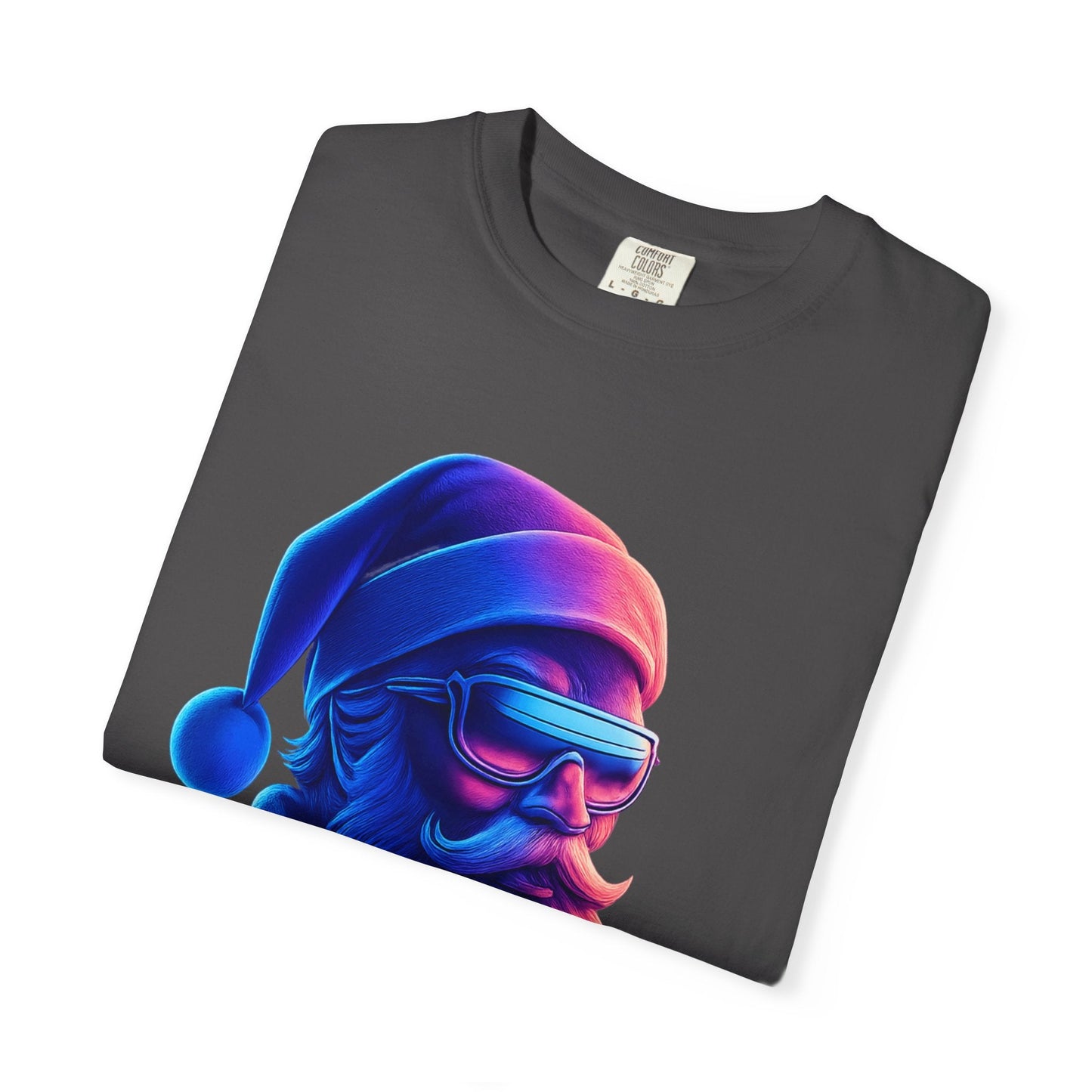 Festive Fusion: Digital Holiday Portrait, Stylized Cyberpunk Santa T-shirt – Custom T-Shirt by PixelCraft360, unique decoration for events and special gifts