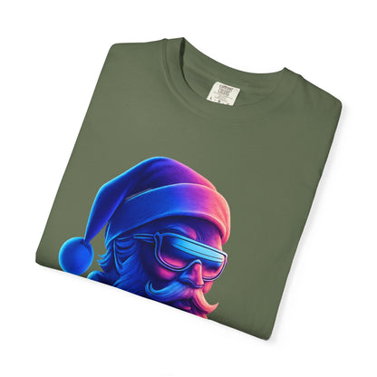 Festive Fusion: Digital Holiday Portrait, Stylized Cyberpunk Santa T-shirt – Custom T-Shirt by PixelCraft360, unique decoration for events and special gifts