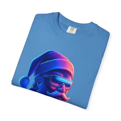Festive Fusion: Digital Holiday Portrait, Stylized Cyberpunk Santa T-shirt – Custom T-Shirt by PixelCraft360, unique decoration for events and special gifts