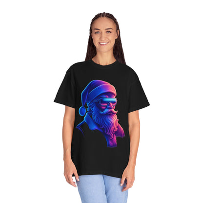 Festive Fusion: Digital Holiday Portrait, Stylized Cyberpunk Santa T-shirt – Custom T-Shirt by PixelCraft360, unique decoration for events and special gifts