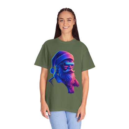 Festive Fusion: Digital Holiday Portrait, Stylized Cyberpunk Santa T-shirt – Custom T-Shirt by PixelCraft360, unique decoration for events and special gifts