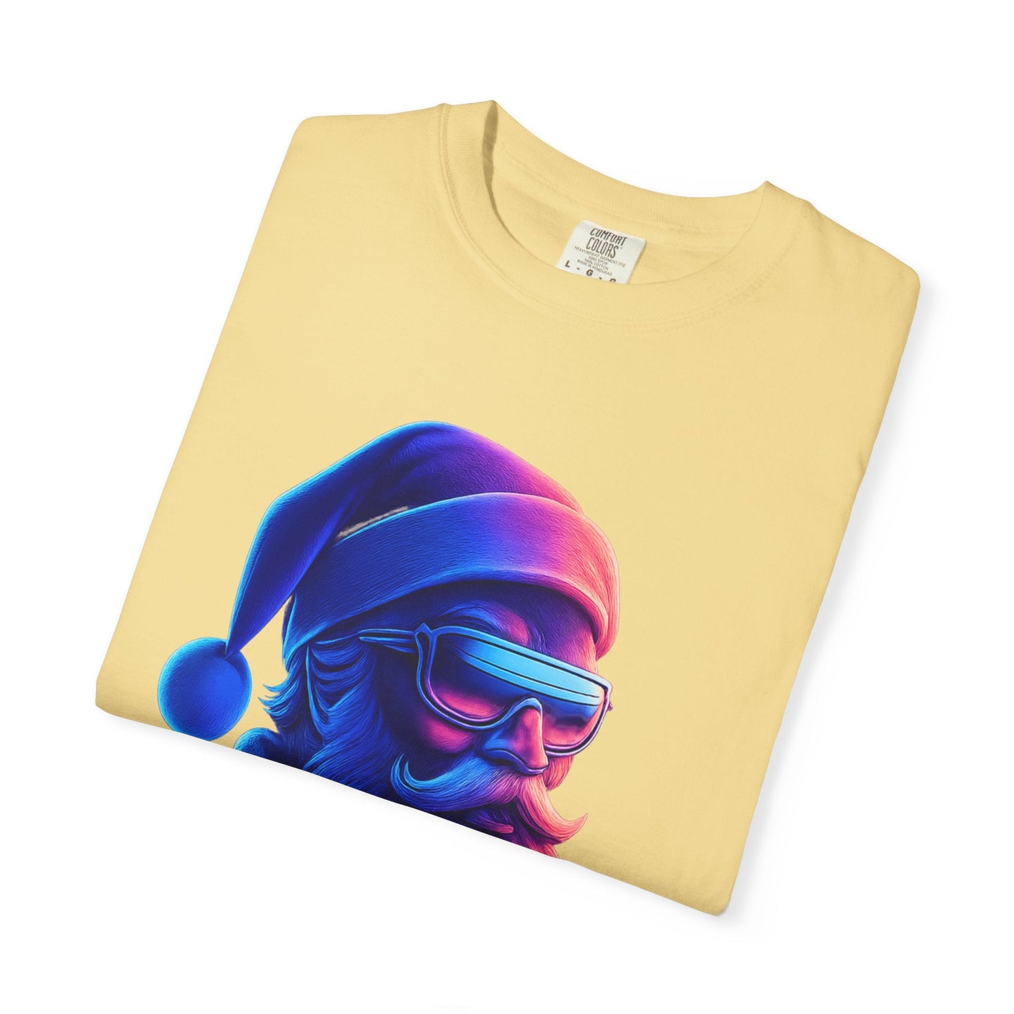 Festive Fusion: Digital Holiday Portrait, Stylized Cyberpunk Santa T-shirt – Custom T-Shirt by PixelCraft360, unique decoration for events and special gifts
