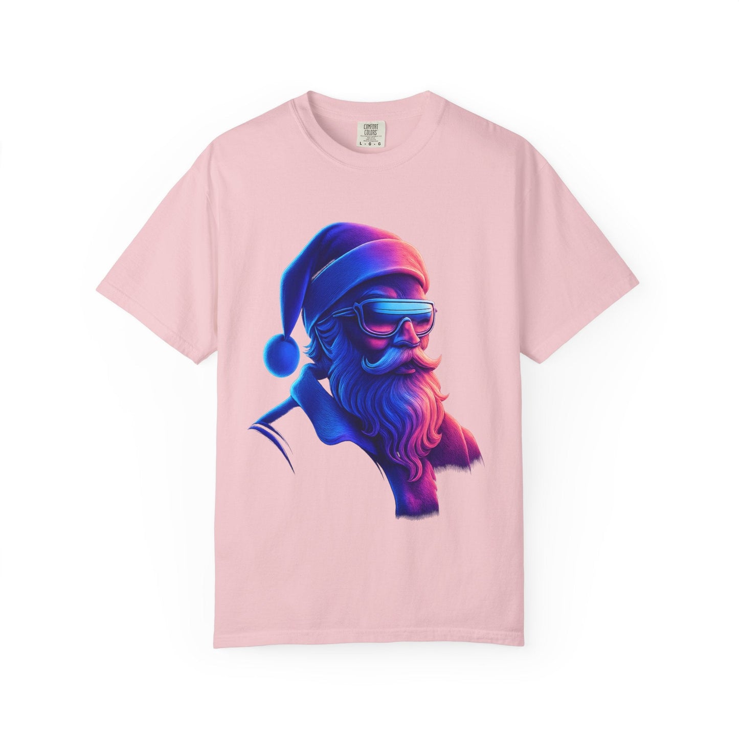 Festive Fusion: Digital Holiday Portrait, Stylized Cyberpunk Santa T-shirt – Custom T-Shirt by PixelCraft360, unique decoration for events and special gifts