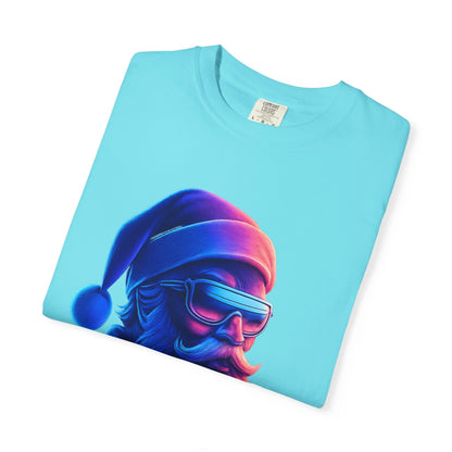 Festive Fusion: Digital Holiday Portrait, Stylized Cyberpunk Santa T-shirt – Custom T-Shirt by PixelCraft360, unique decoration for events and special gifts