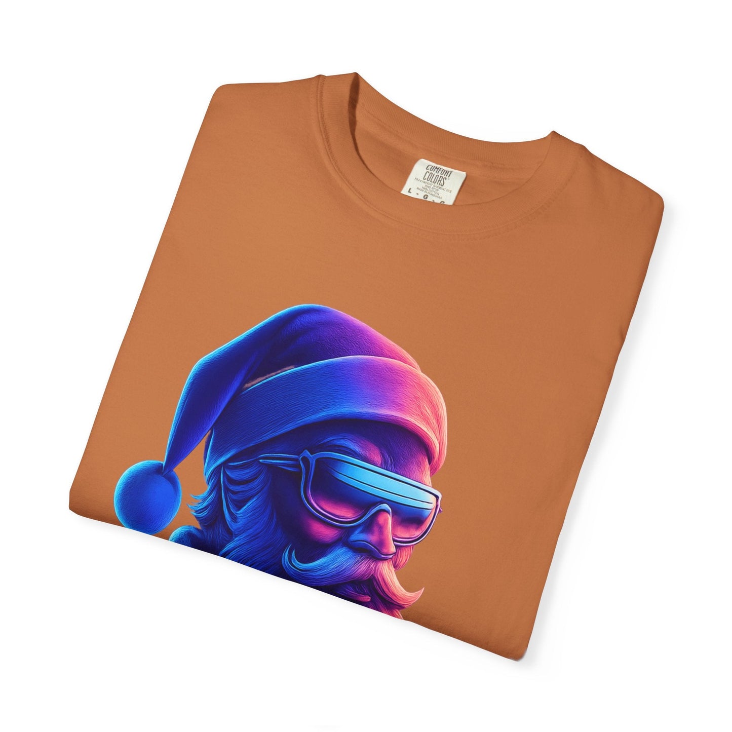 Festive Fusion: Digital Holiday Portrait, Stylized Cyberpunk Santa T-shirt – Custom T-Shirt by PixelCraft360, unique decoration for events and special gifts