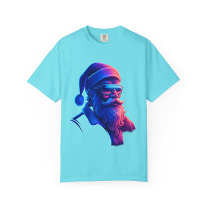 Festive Fusion: Digital Holiday Portrait, Stylized Cyberpunk Santa T-shirt – Custom T-Shirt by PixelCraft360, unique decoration for events and special gifts