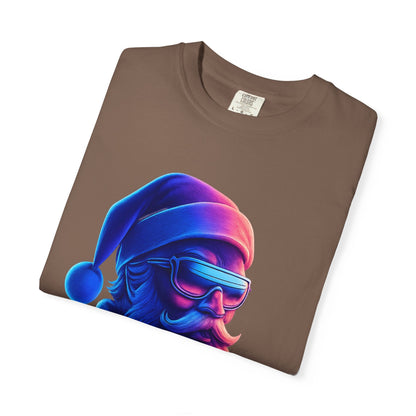 Festive Fusion: Digital Holiday Portrait, Stylized Cyberpunk Santa T-shirt – Custom T-Shirt by PixelCraft360, unique decoration for events and special gifts