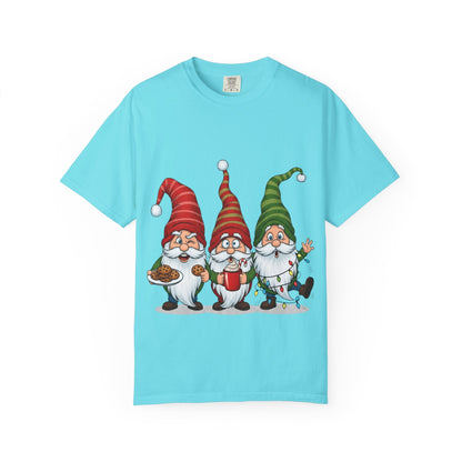 Festive Gnome Jamboree: Whimsical Christmas Gnomes, Cartoon Holiday IllustrationT-Shirt – Custom T-Shirt by PixelCraft360, unique decoration for events and special gifts