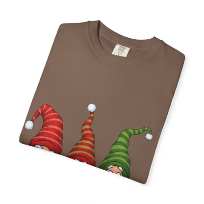 Festive Gnome Jamboree: Whimsical Christmas Gnomes, Cartoon Holiday IllustrationT-Shirt – Custom T-Shirt by PixelCraft360, unique decoration for events and special gifts