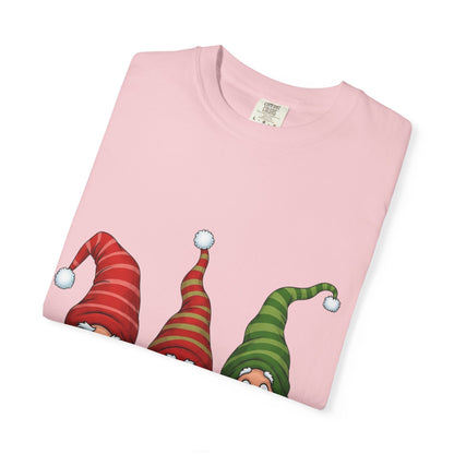 Festive Gnome Jamboree: Whimsical Christmas Gnomes, Cartoon Holiday IllustrationT-Shirt – Custom T-Shirt by PixelCraft360, unique decoration for events and special gifts