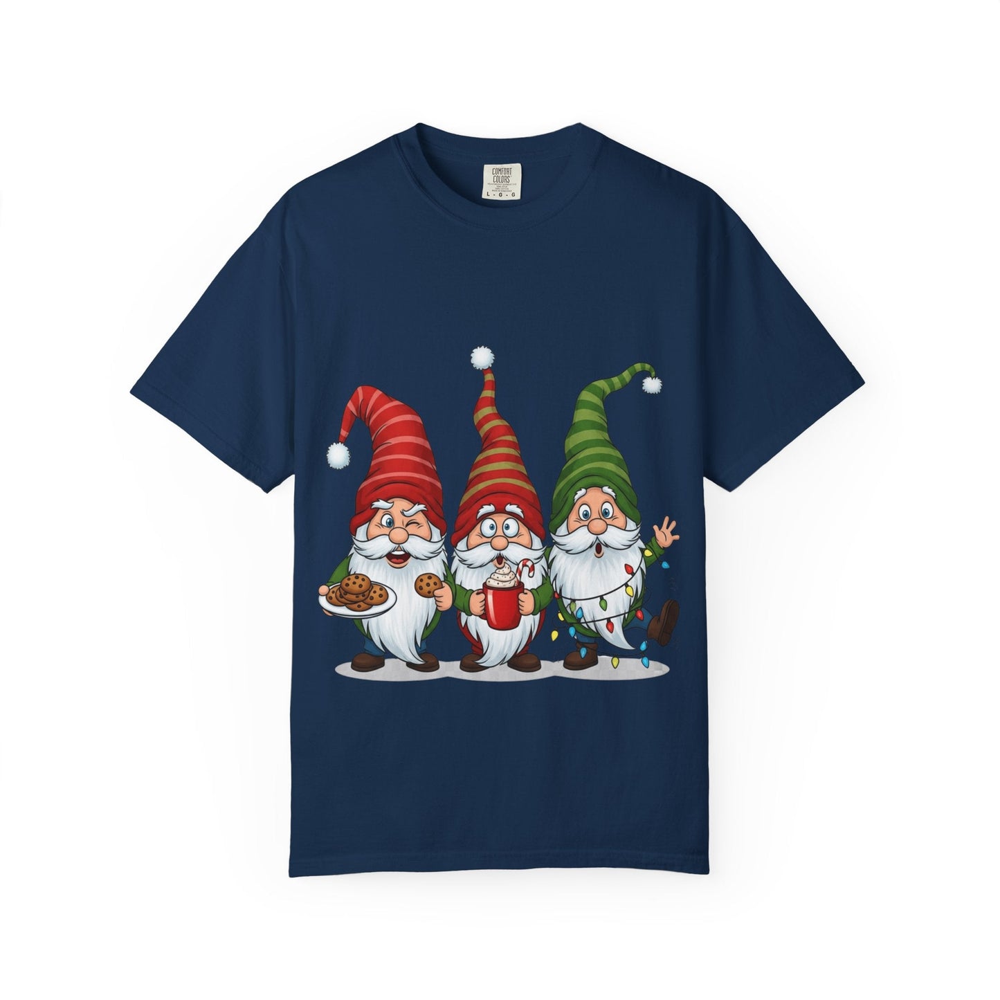 Festive Gnome Jamboree: Whimsical Christmas Gnomes, Cartoon Holiday IllustrationT-Shirt – Custom T-Shirt by PixelCraft360, unique decoration for events and special gifts