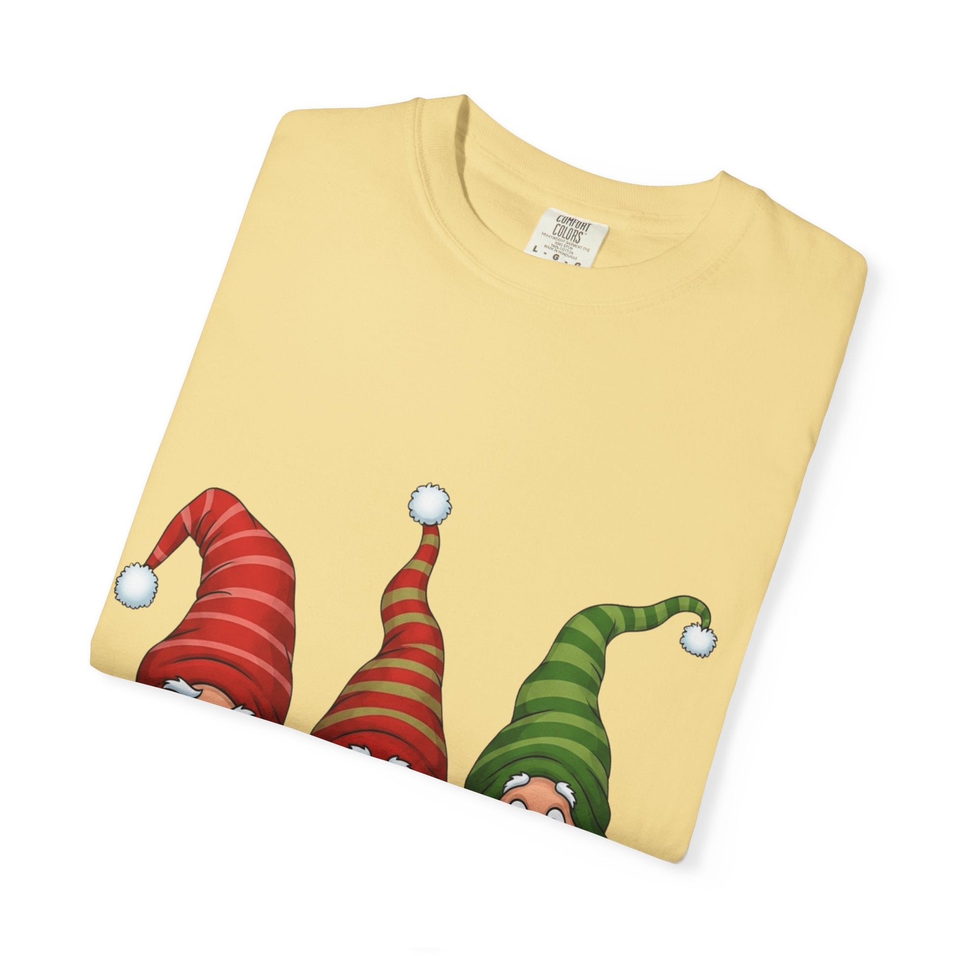 Festive Gnome Jamboree: Whimsical Christmas Gnomes, Cartoon Holiday IllustrationT-Shirt – Custom T-Shirt by PixelCraft360, unique decoration for events and special gifts