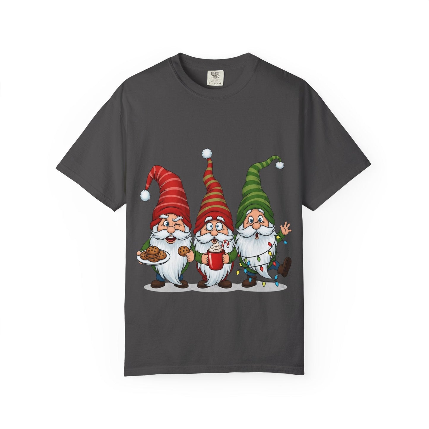 Festive Gnome Jamboree: Whimsical Christmas Gnomes, Cartoon Holiday IllustrationT-Shirt – Custom T-Shirt by PixelCraft360, unique decoration for events and special gifts
