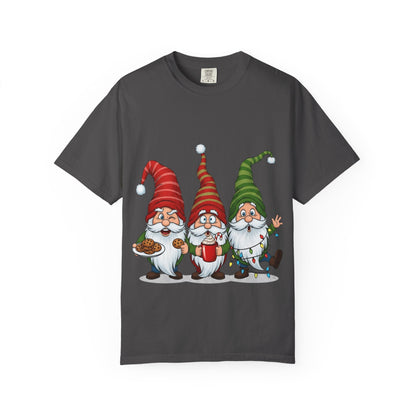 Festive Gnome Jamboree: Whimsical Christmas Gnomes, Cartoon Holiday IllustrationT-Shirt – Custom T-Shirt by PixelCraft360, unique decoration for events and special gifts