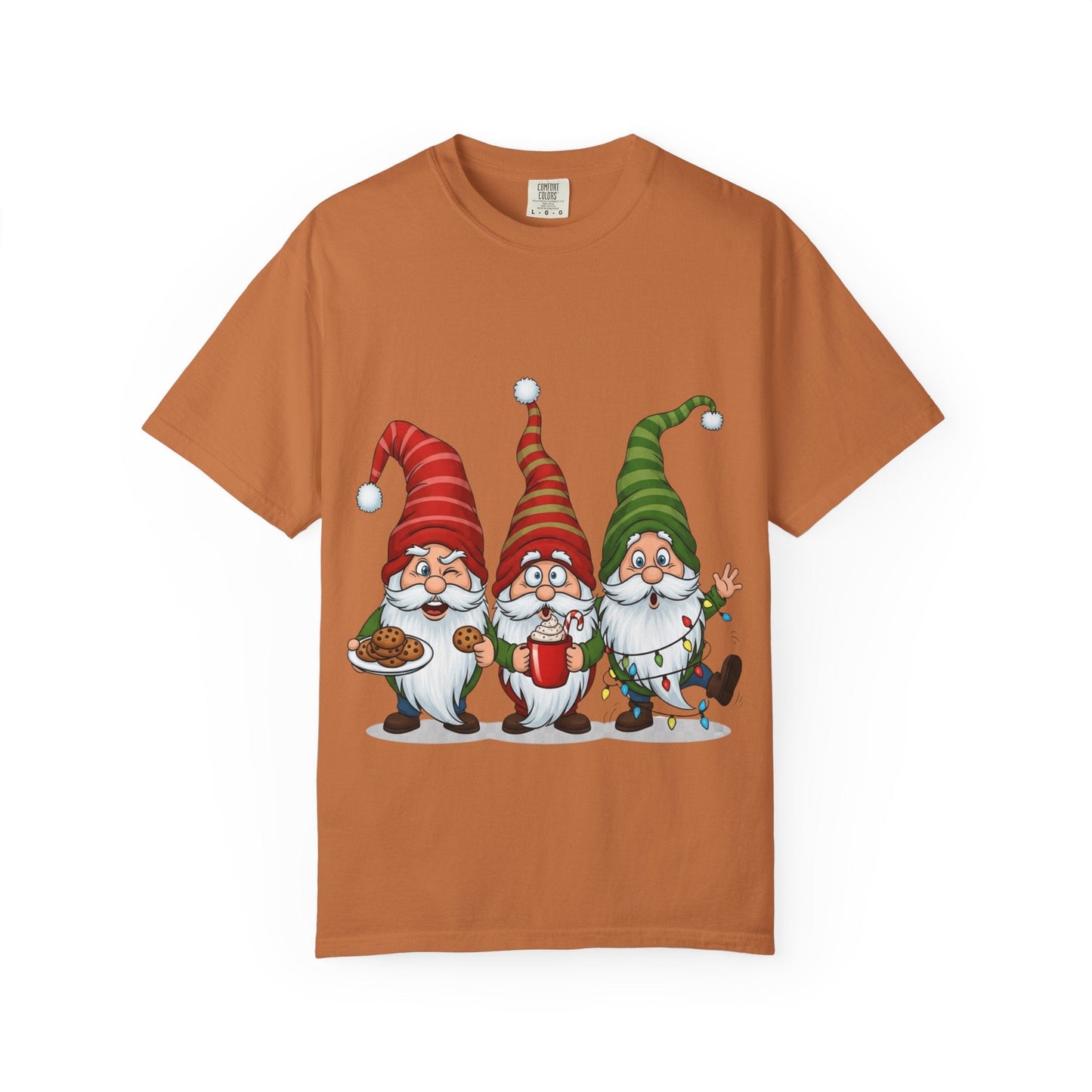 Festive Gnome Jamboree: Whimsical Christmas Gnomes, Cartoon Holiday IllustrationT-Shirt – Custom T-Shirt by PixelCraft360, unique decoration for events and special gifts