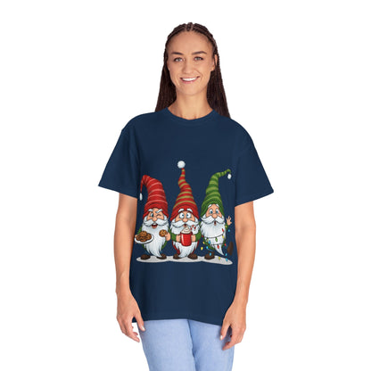 Festive Gnome Jamboree: Whimsical Christmas Gnomes, Cartoon Holiday IllustrationT-Shirt – Custom T-Shirt by PixelCraft360, unique decoration for events and special gifts