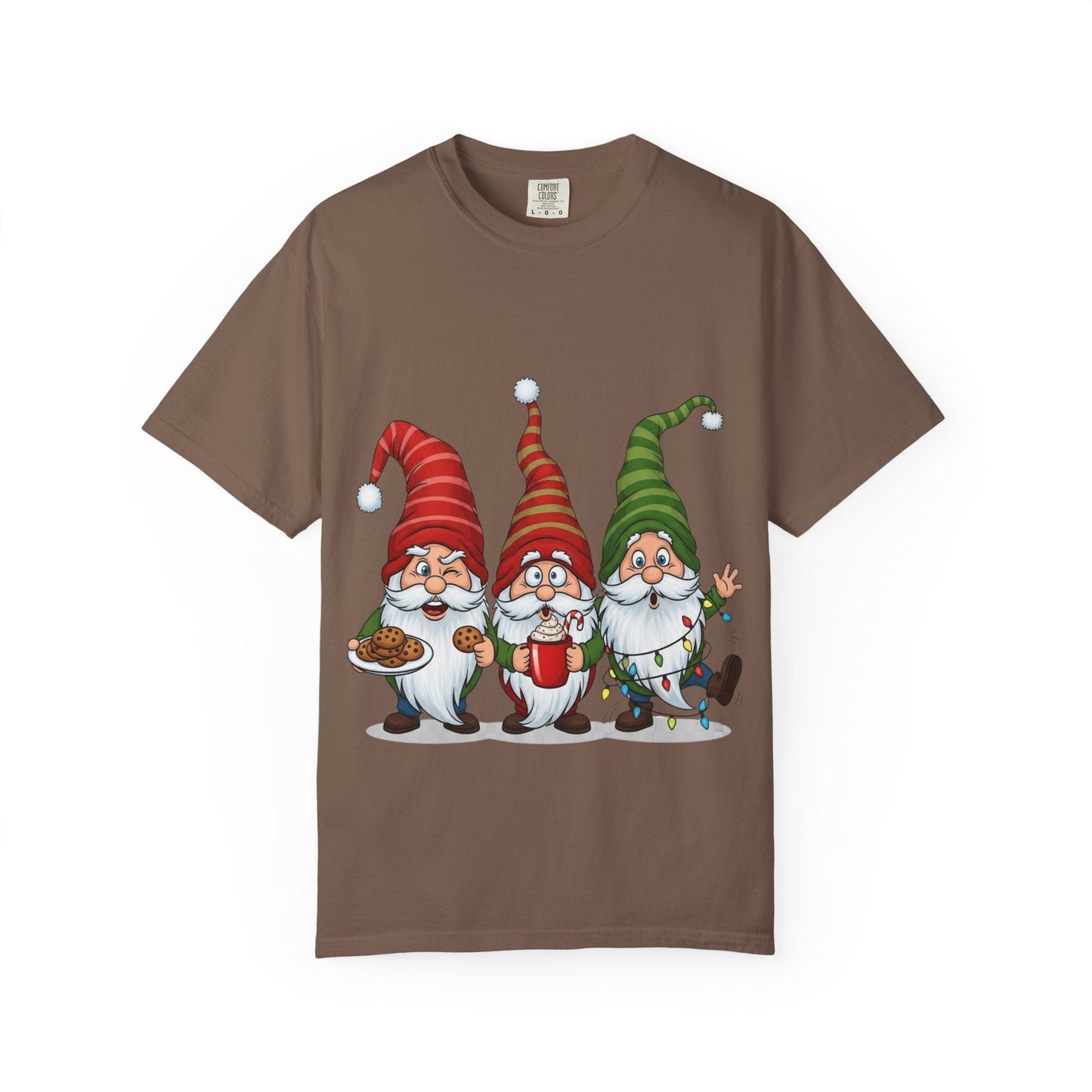 Festive Gnome Jamboree: Whimsical Christmas Gnomes, Cartoon Holiday IllustrationT-Shirt – Custom T-Shirt by PixelCraft360, unique decoration for events and special gifts