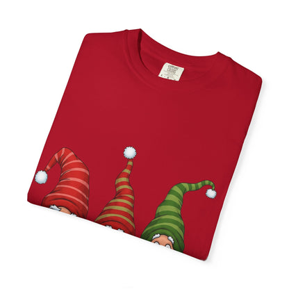 Festive Gnome Jamboree: Whimsical Christmas Gnomes, Cartoon Holiday IllustrationT-Shirt – Custom T-Shirt by PixelCraft360, unique decoration for events and special gifts