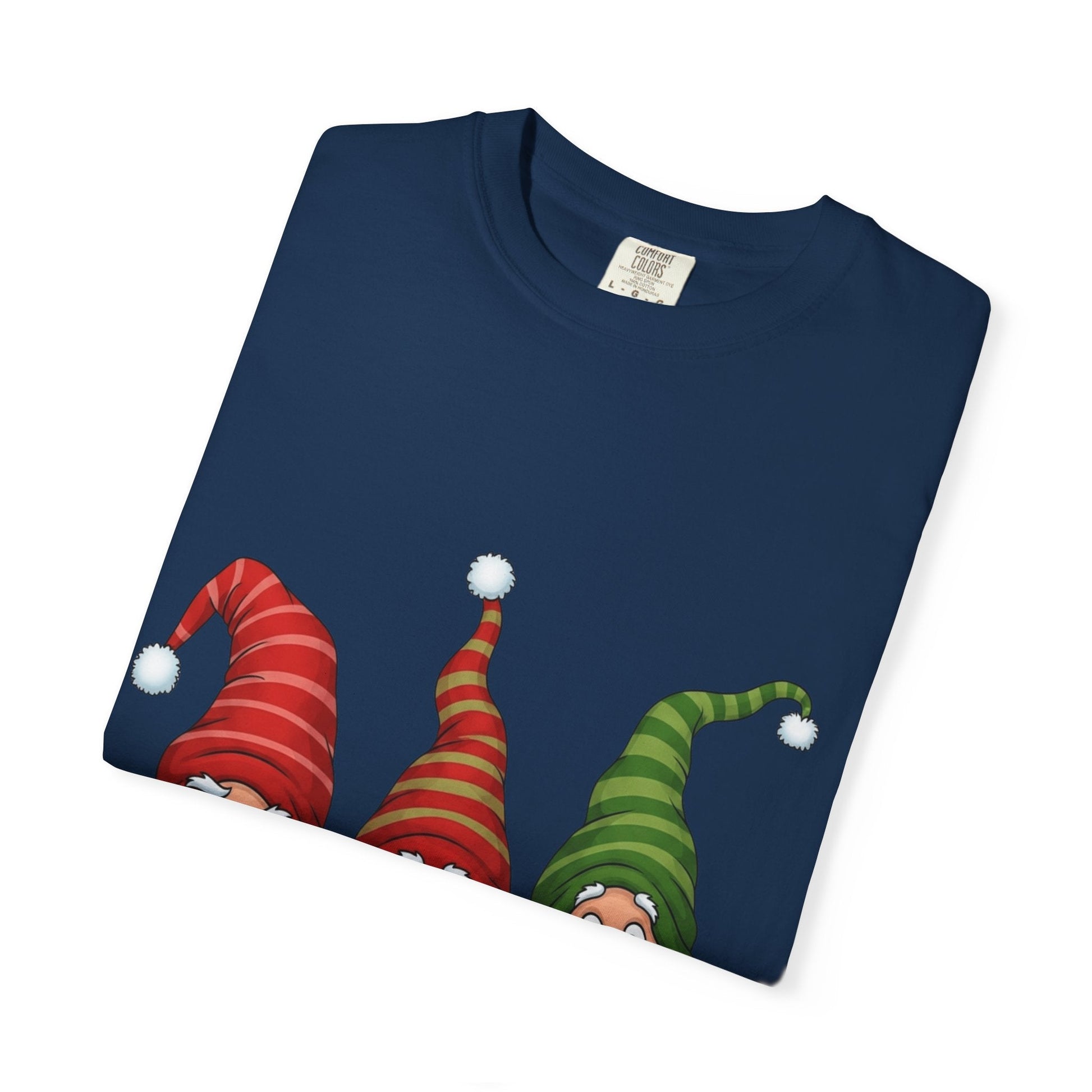 Festive Gnome Jamboree: Whimsical Christmas Gnomes, Cartoon Holiday IllustrationT-Shirt – Custom T-Shirt by PixelCraft360, unique decoration for events and special gifts