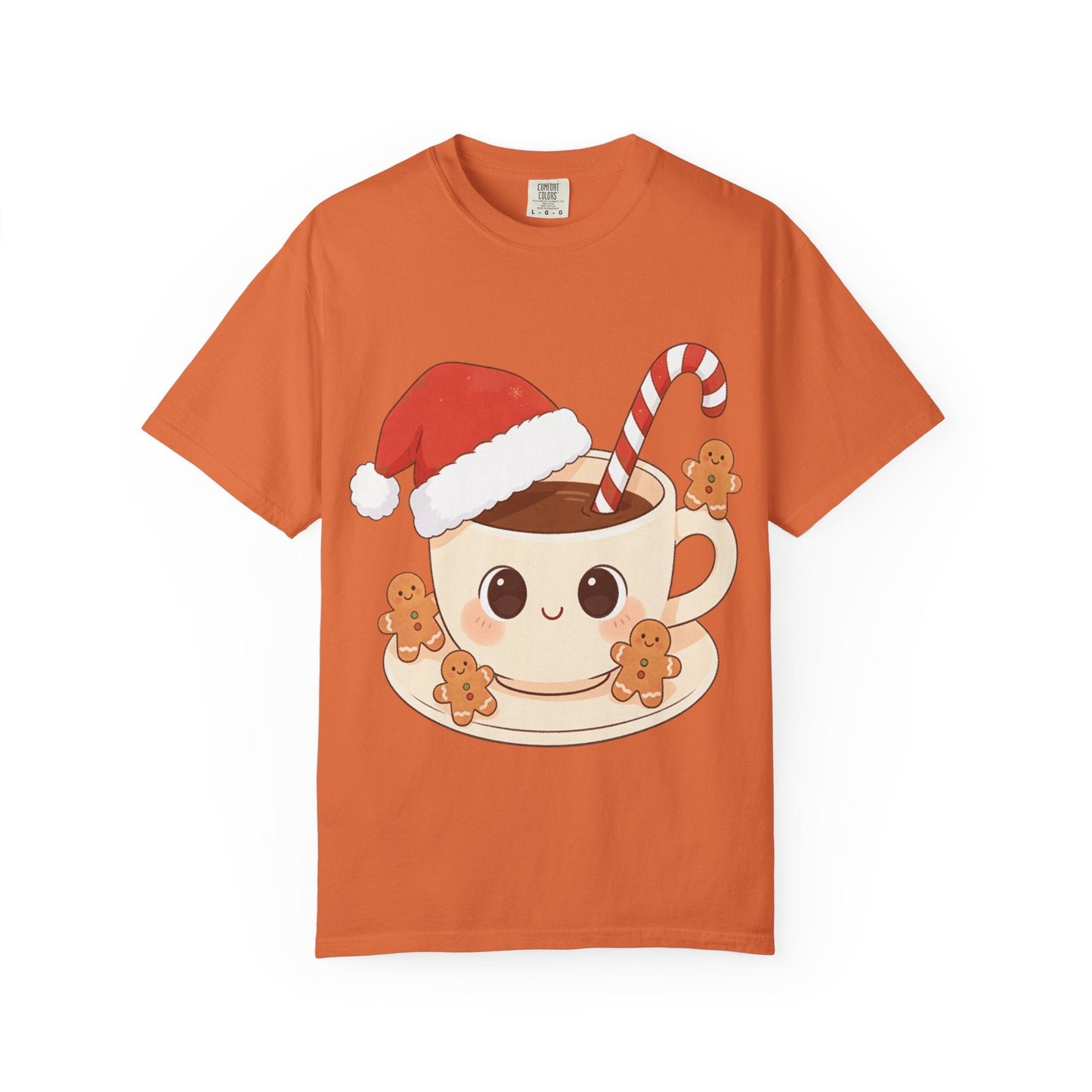 Festive Kawaii Café Companions: Cozy Christmas Cartoon, Cute Gingerbread Holiday SceneT-Shirt – Custom T-Shirt by PixelCraft360, unique decoration for events and special gifts
