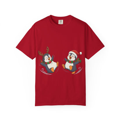 Festive Penguin Frolic: Whimsical Winter Wonderland, Cute Digital Holiday IllustrationT-Shirt – Custom T-Shirt by PixelCraft360, unique decoration for events and special gifts