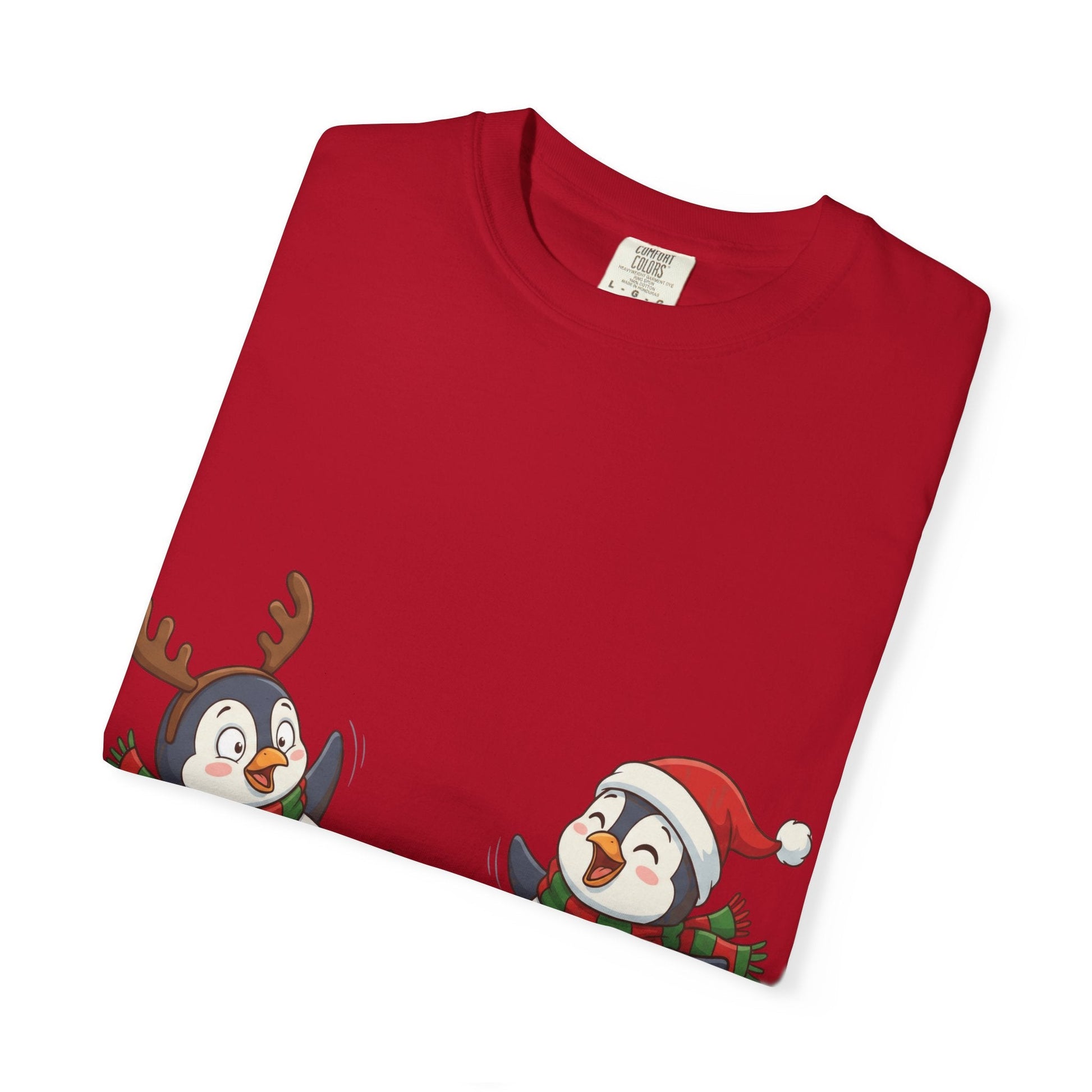 Festive Penguin Frolic: Whimsical Winter Wonderland, Cute Digital Holiday IllustrationT-Shirt – Custom T-Shirt by PixelCraft360, unique decoration for events and special gifts