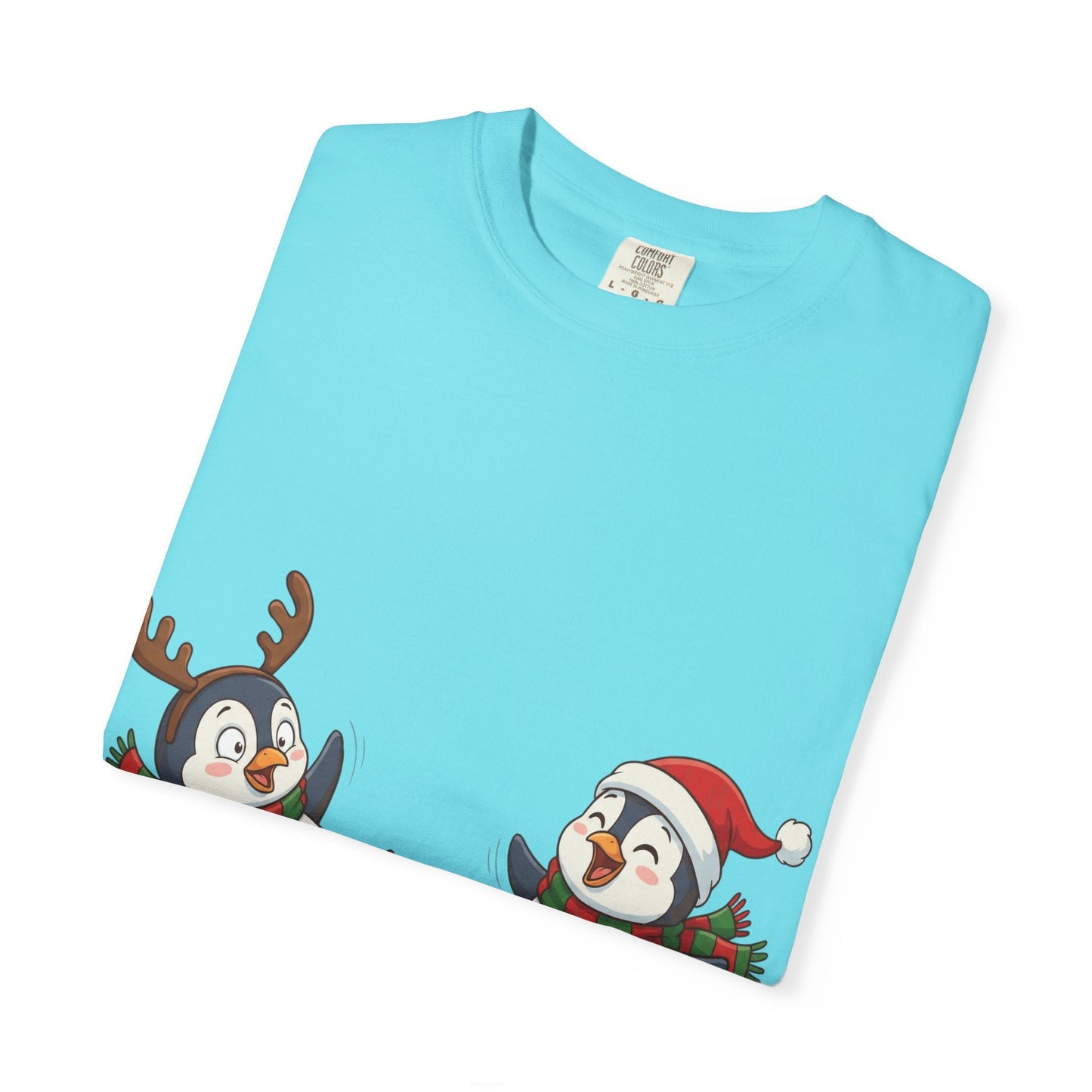 Festive Penguin Frolic: Whimsical Winter Wonderland, Cute Digital Holiday IllustrationT-Shirt – Custom T-Shirt by PixelCraft360, unique decoration for events and special gifts
