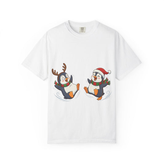 Festive Penguin Frolic: Whimsical Winter Wonderland, Cute Digital Holiday IllustrationT-Shirt – Custom T-Shirt by PixelCraft360, unique decoration for events and special gifts