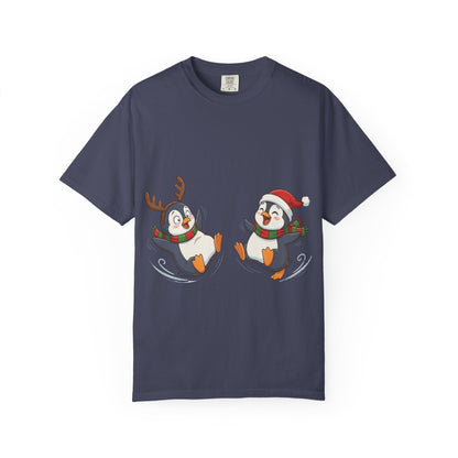 Festive Penguin Frolic: Whimsical Winter Wonderland, Cute Digital Holiday IllustrationT-Shirt – Custom T-Shirt by PixelCraft360, unique decoration for events and special gifts