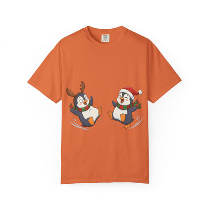 Festive Penguin Frolic: Whimsical Winter Wonderland, Cute Digital Holiday IllustrationT-Shirt – Custom T-Shirt by PixelCraft360, unique decoration for events and special gifts
