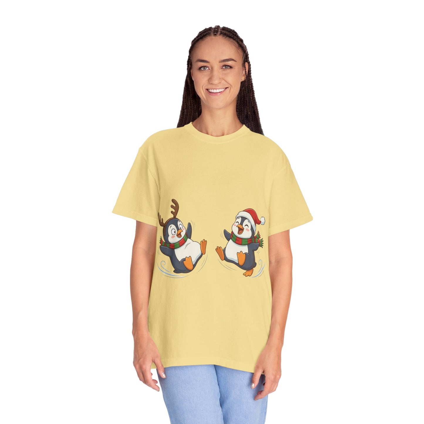 Festive Penguin Frolic: Whimsical Winter Wonderland, Cute Digital Holiday IllustrationT-Shirt – Custom T-Shirt by PixelCraft360, unique decoration for events and special gifts