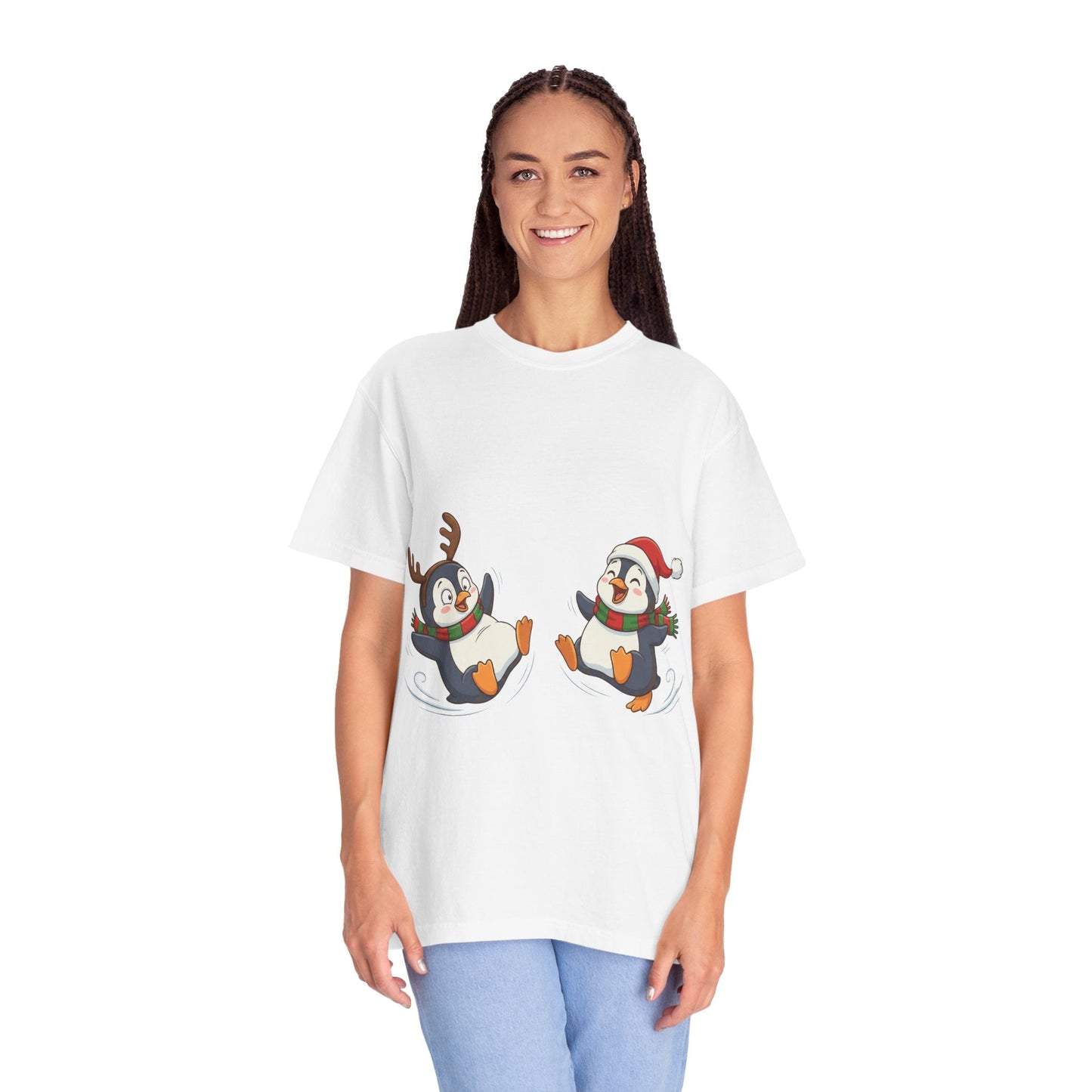 Festive Penguin Frolic: Whimsical Winter Wonderland, Cute Digital Holiday IllustrationT-Shirt – Custom T-Shirt by PixelCraft360, unique decoration for events and special gifts