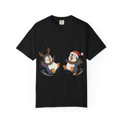 Festive Penguin Frolic: Whimsical Winter Wonderland, Cute Digital Holiday IllustrationT-Shirt – Custom T-Shirt by PixelCraft360, unique decoration for events and special gifts