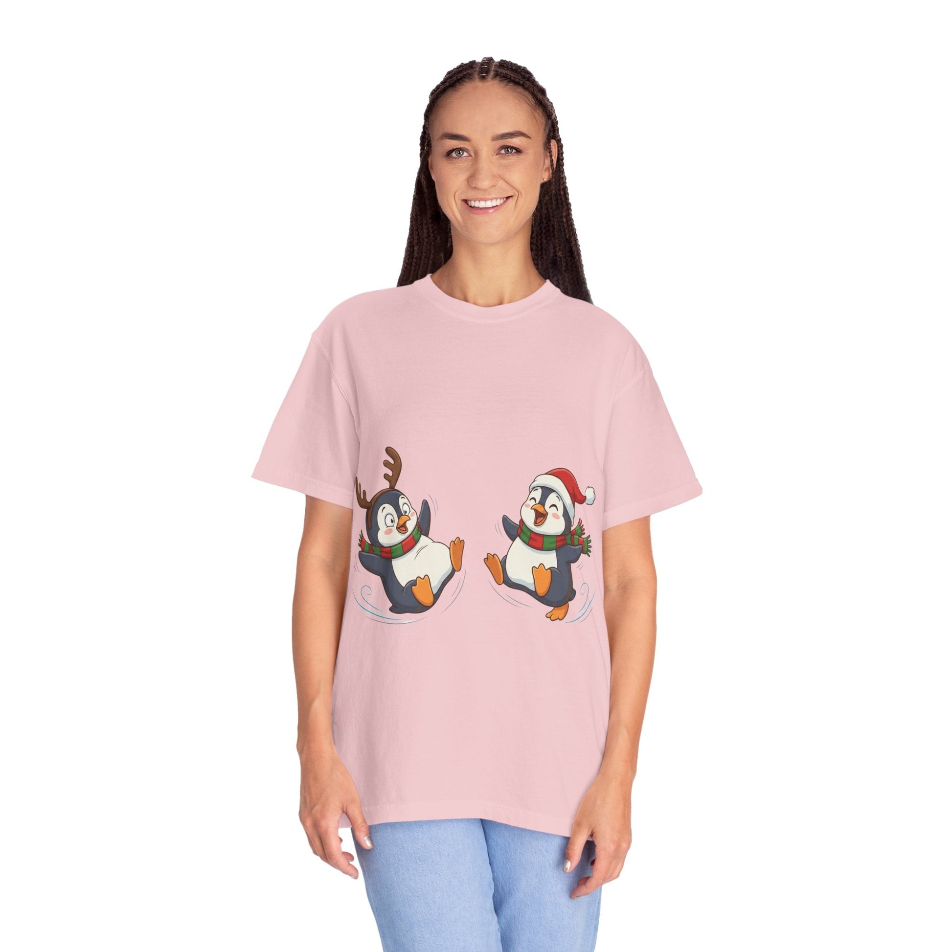 Festive Penguin Frolic: Whimsical Winter Wonderland, Cute Digital Holiday IllustrationT-Shirt – Custom T-Shirt by PixelCraft360, unique decoration for events and special gifts