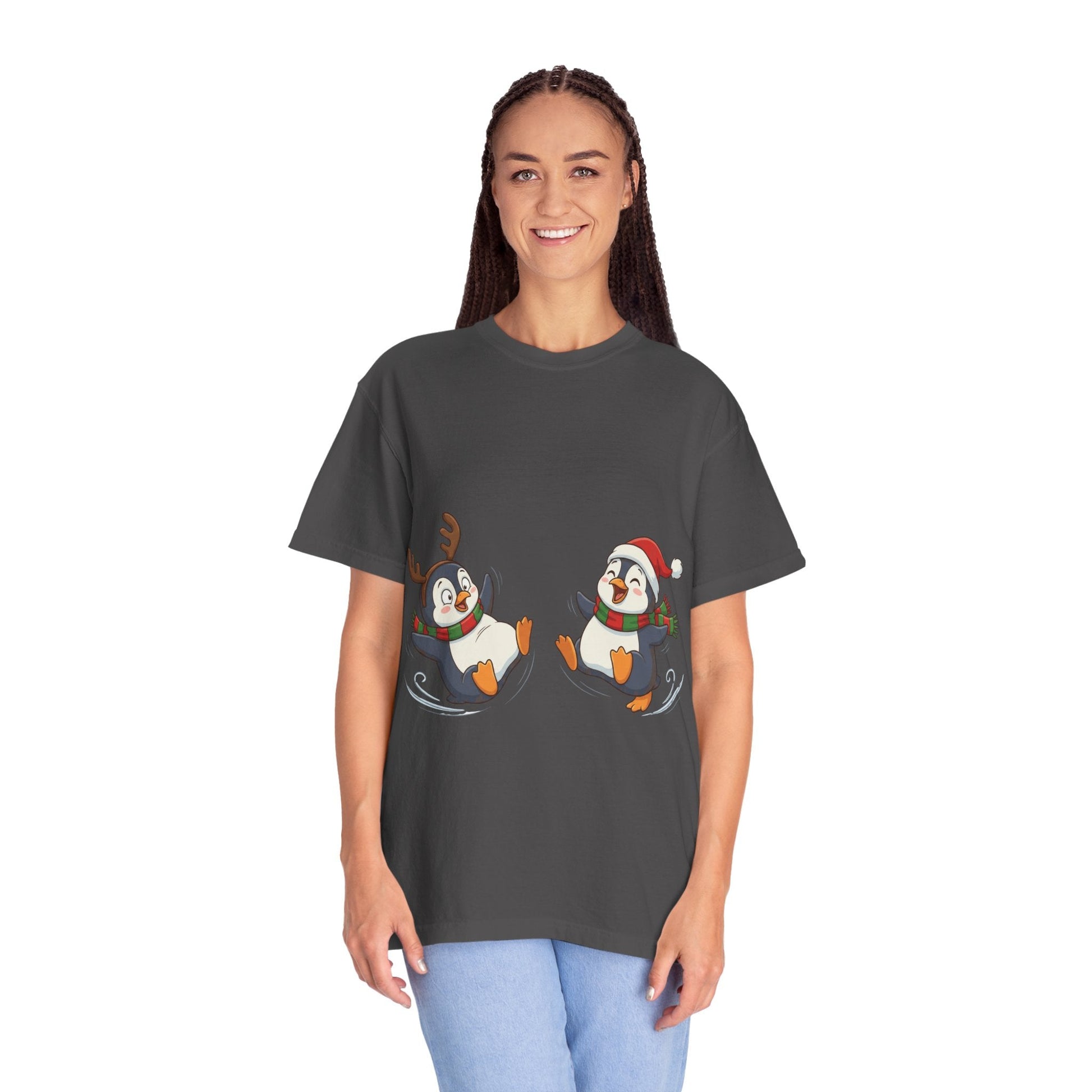 Festive Penguin Frolic: Whimsical Winter Wonderland, Cute Digital Holiday IllustrationT-Shirt – Custom T-Shirt by PixelCraft360, unique decoration for events and special gifts